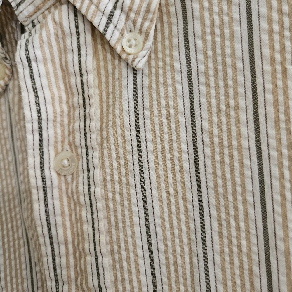Brooks Brothers 1818 Original Polo Shirt Mens Large Button White Beige Short Sle - Picture 5 of 6